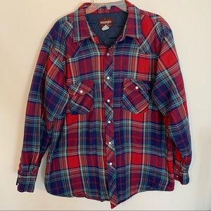 Vintage Wrangler Flannel Plaid Shacket Pearl Snaps